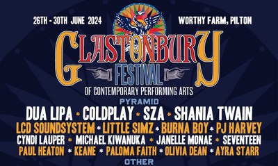 I love that the 2024 Glastonbury Festival logo looks so old