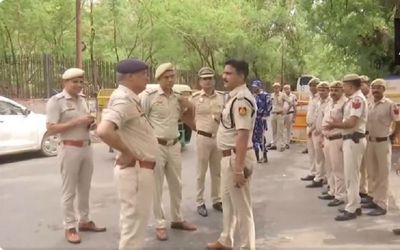 Delhi: Security heightened outside AAP headquarters ahead of their protest against CM Kejriwal's arrest