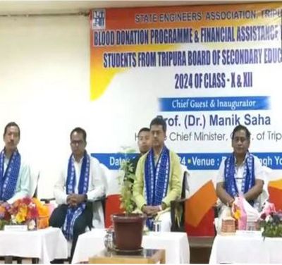 Tripura CM attends blood donation camp, awards financial assistance to meritorious students