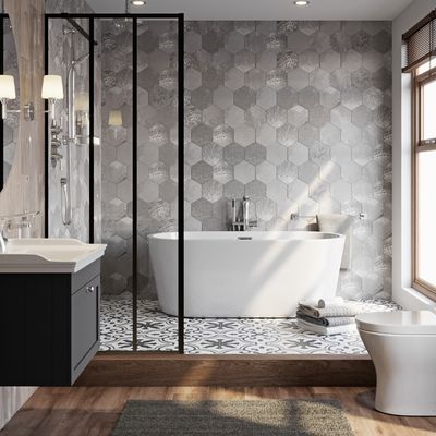 The 5 most stylish bathroom colours you should be pairing with grey tiles, according to design experts