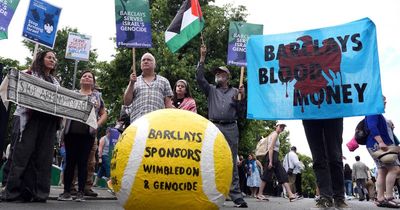 Pro-Palestine campaigners hold protest against Wimbledon sponsor