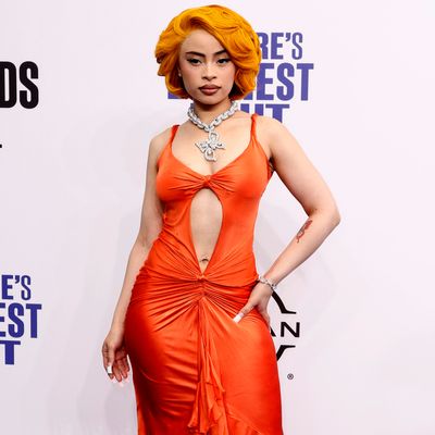 Ice Spice Matches Her Orange Vintage Versace Dress to Her Hair at the BET Awards