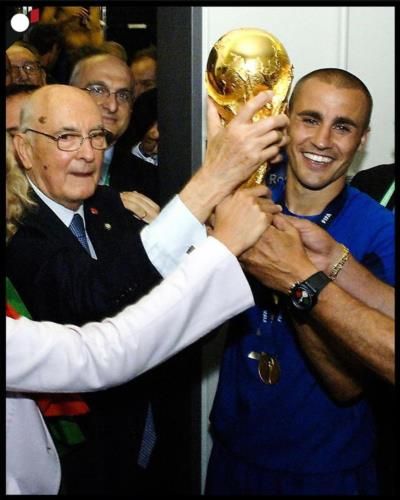 Fabio Cannavaro Celebrates World Cup Victory With President