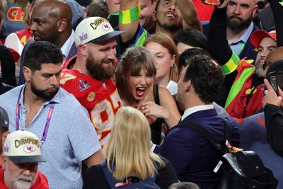 Travis Kelce breaks down appearing on stage for Taylor Swift Eras Tour London on New Heights: ‘Do not drop the baby’