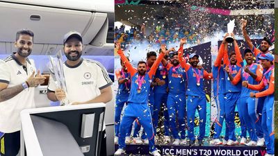 'Coming home': T20 world champions Team India boards charter flight; Rohit Sharma posts photo with trophy
