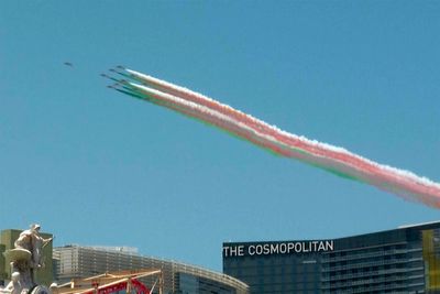 Italian Air Force precision team flies over Vegas Strip, headed to July 4 in Los Angeles area