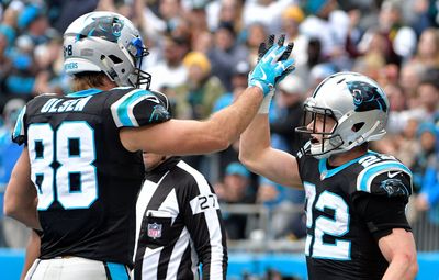 Panthers great Greg Olsen goes viral for wild photo from Christian McCaffrey’s wedding