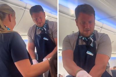 Woman Baffled To See Flight Attendant Is Her Boyfriend After He Got Up To Use The Restroom