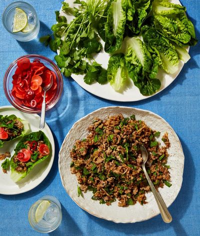 Georgina Hayden’s quick and easy pork larb with lime radishes – recipe