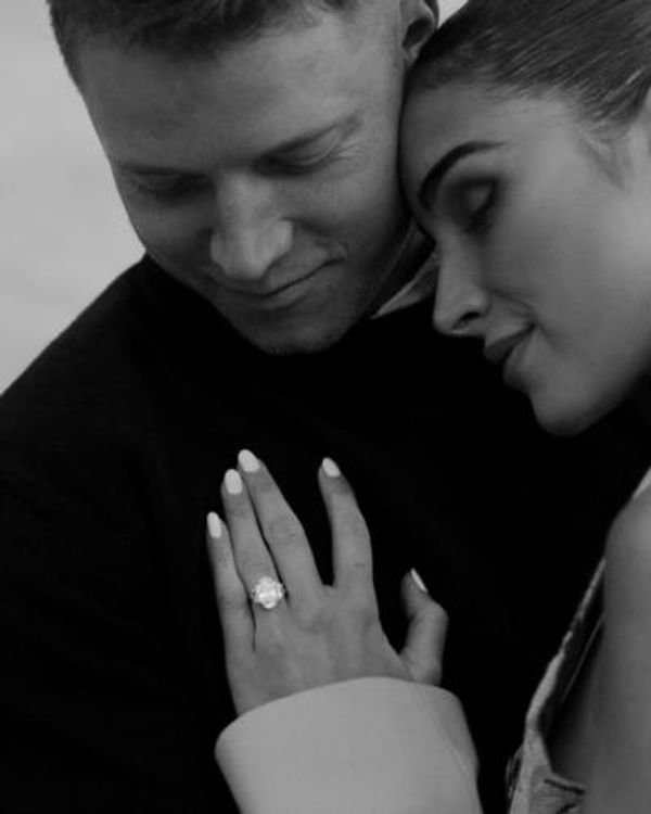 sachin and babi light blue dress Olivia Culpo and Christian McCaffrey's wedding: all the fashion moments so  far