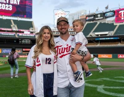 Kyle Farmer And Family Captured In A Baseball Field Moment