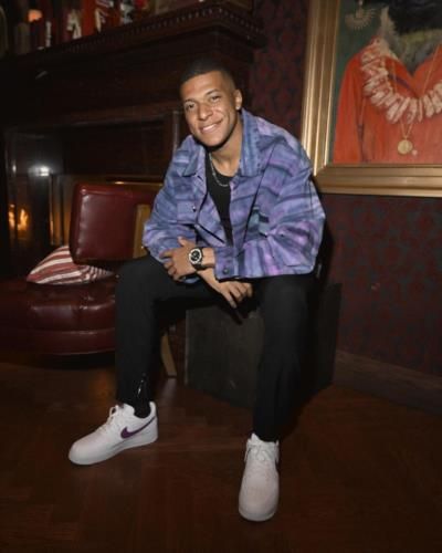 Kylian Mbappé's Stylish Black And Purple Outfit With White Shoes