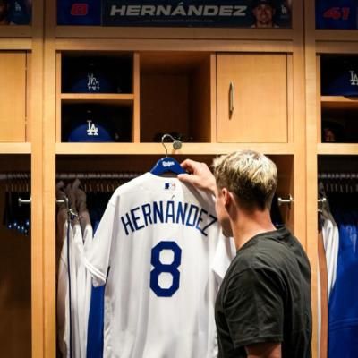 Kiké Hernández Celebrates Victory In White Baseball Uniform