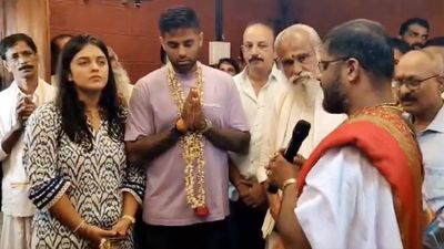 Suryakumar Yadav visits Marigudi temple with wife Devisha after T20 World Cup triumph