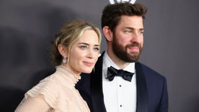 Emily Blunt and John Krasinski’s home office is “a space where industrial design meets personal warmth,” say interior designers