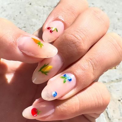 Hailey Bieber's Farmers Market Nails Bring the Fresh Produce to Her Fingertips