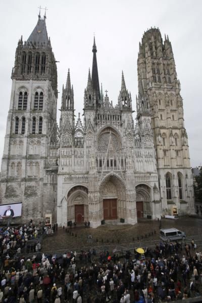 Fire Breaks Out On Spire Of Rouen Cathedral
