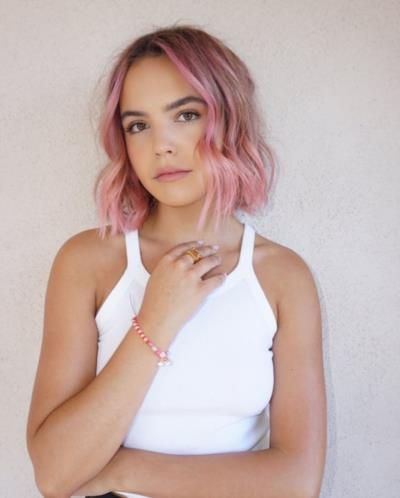 Bailee Madison Stuns In All White With Pink Hair