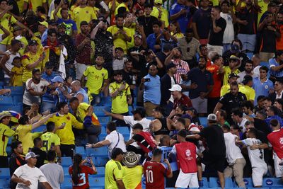 Every angle, photo of Uruguay players and Colombia fans fighting in stands during ugly Copa America scene