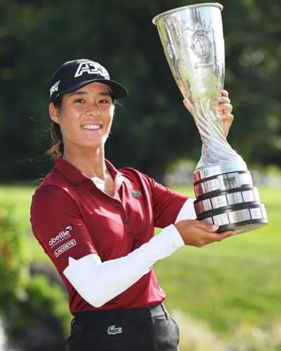 Celine Boutier Celebrates Victory With Trophy In Hand