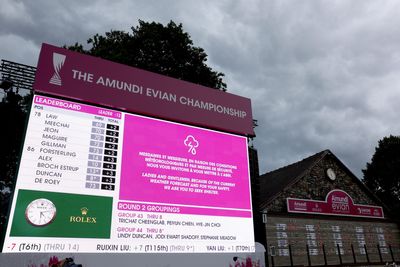 Lightning suspends play at Evian Championship as Angela Stanford, playing in her final major, zooms up the board