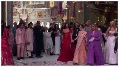 Anant Ambani-Radhika Merchant wedding: Nita Ambani welcomes Kim Kardashian to celebrations; makes grand entrance walking hand-in-hand