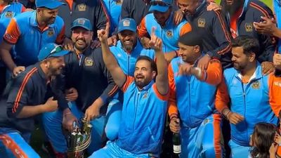 Irfan Pathan's unique celebration after India's WCL title win sends Suresh Raina tumbling over - watch
