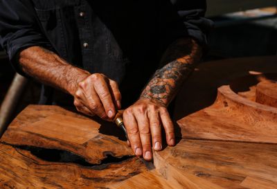 Ido Yoshimoto turns salvaged wood into sculptural pieces at his northern Californian workshop