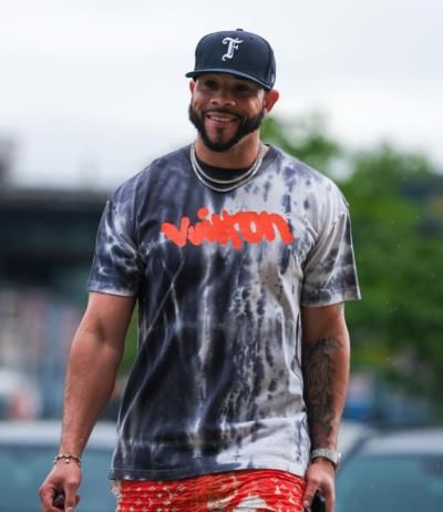 Tommy Pham Rocks Stylish Tie-Dye Tee And Black Cap