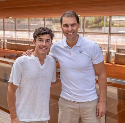 Rafael Nadal And Marc Márquez In Stylish White Outfits