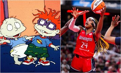 Aaliyah Edwards wore a fantastic vintage Rugrats-themed jacket to the Mystics’ camp day game