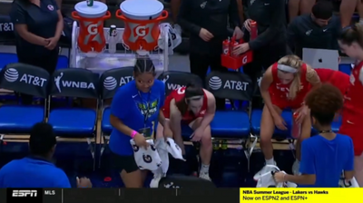 Caitlin Clark slamming down a water bottle in frustration sparked an absolutely priceless reaction from a Wings game day staffer