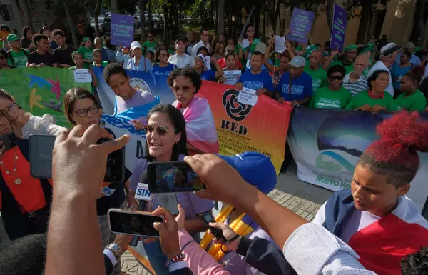 Dominican activists protest against a new criminal code that would maintain total abortion ban