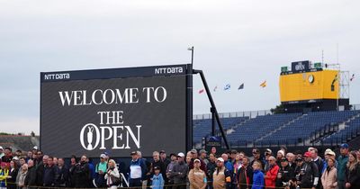 Justin Leonard hits the first shot of the 152nd Open at Royal Troon