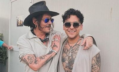 Christian Nodal and Johnny Depp's Look-Alike Moment Goes Viral