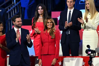 Melania Trump takes to RNC floor in rare appearance alongside family for his nomination speech