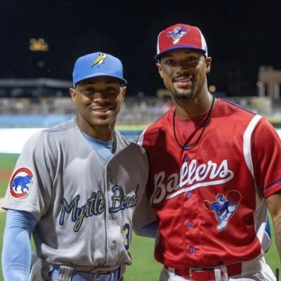 Corey Ray And Blake Hickman In Baseball Gear Pose Together