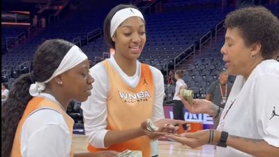 Angel Reese, Arike Ogunbowale Hit Half-Court Shots for Cash Prize at All-Star Practice