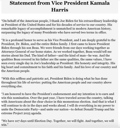 Read Kamala Harris’s statement in full as she announces her bid for the Democratic nomination