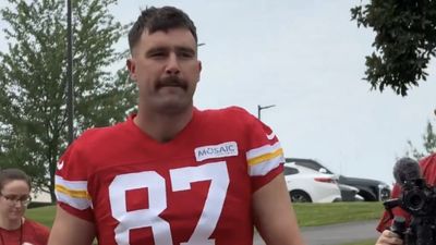 Travis Kelce’s New Mustache at Chiefs Training Camp Led to Lots of Jokes