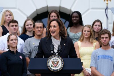 Kamala Harris applauds Biden’s ‘unmatched’ legacy in first remarks since presidential endorsement