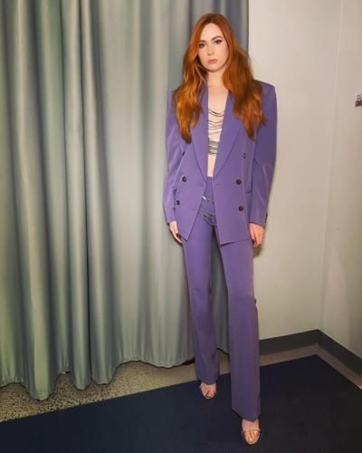 Karen Gillan Stuns In Stylish Purple Outfit For Photoshoot