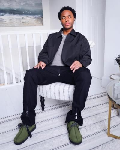 Raheem Sterling's Stylish Black Outfit With Dark Green Shoes