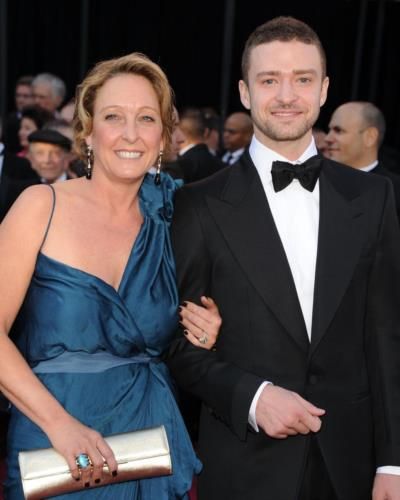 Justin Timberlake And His Mother Smiling For Photographs Together