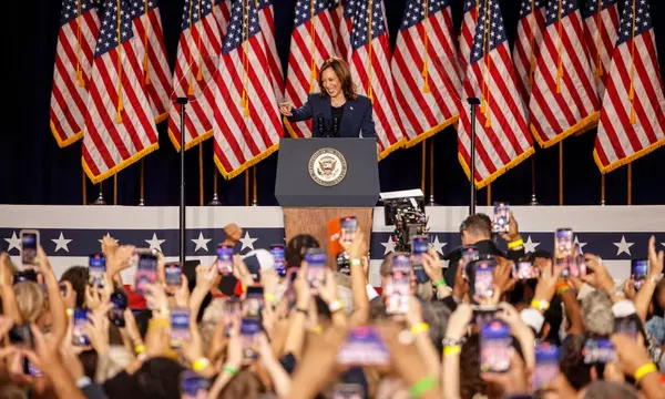 Kamala Harris vows US not going back to ‘chaos’ of Trump years in rally speech