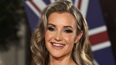 Helen Skelton's red lip, topknot and pale denim is the outfit formula for effortless glam that we all need to follow