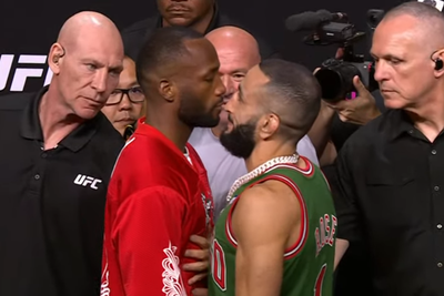 UFC 304 video: Leon Edwards lunges at Belal Muhammad, who doesn’t flinch during faceoff