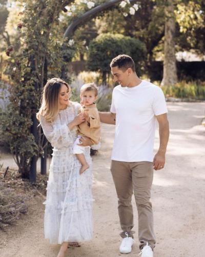 Austin Barnes And Family: Joyful And Coordinated In White