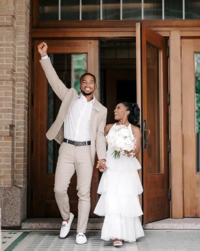 Simone Biles Shines In White Dress With Husband