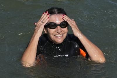 Paris Mayor Anne Hidalgo Swims In Clean Seine River